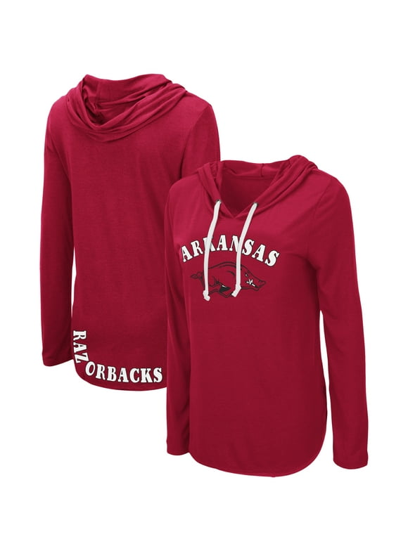 Women's Colosseum Cardinal Arkansas Razorbacks My Lover Lightweight Hooded Long Sleeve T-Shirt