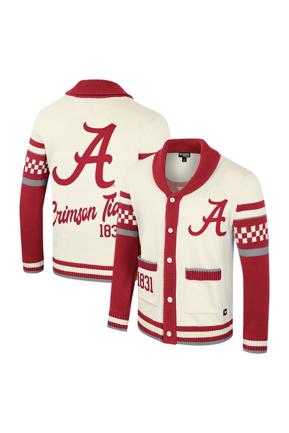 Unisex Colosseum Cream Alabama Crimson Tide Wild Collective Button-Up Jacquard Sweater
