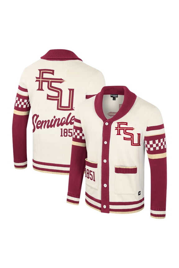 Unisex Colosseum Cream Florida State Seminoles Wild Collective Button-Up Jacquard Sweater