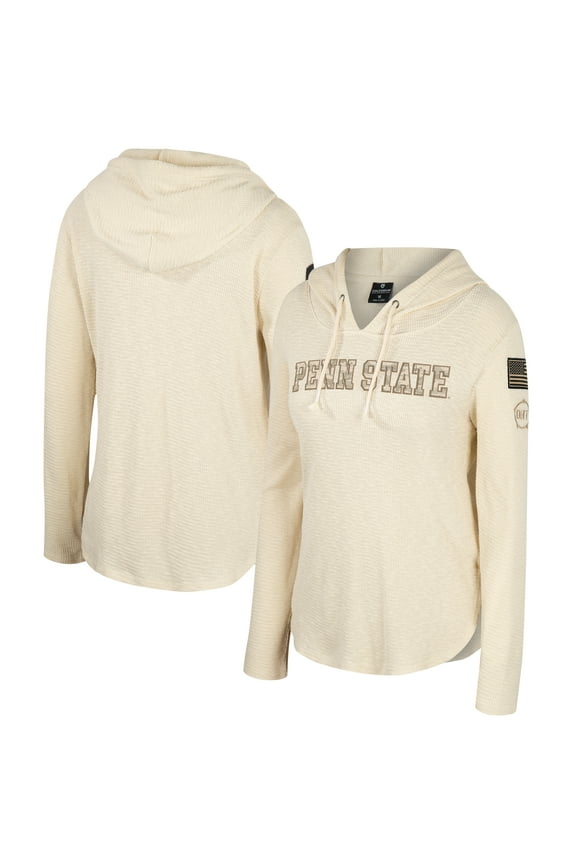 Women's Colosseum Cream Penn State Nittany Lions OHT Military Appreciation Casey Raglan Long Sleeve Hoodie T-Shirt