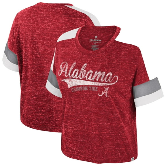 Women's Colosseum Crimson Alabama Crimson Tide Color Block Scoop Neck T-Shirt
