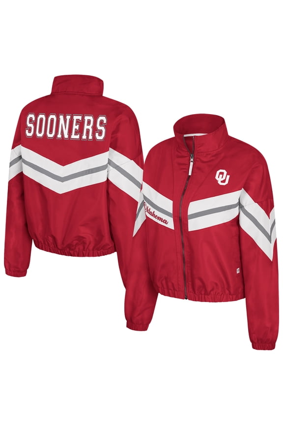 Women's Colosseum Crimson Oklahoma Sooners Thin Ice Full-Zip Windbreaker