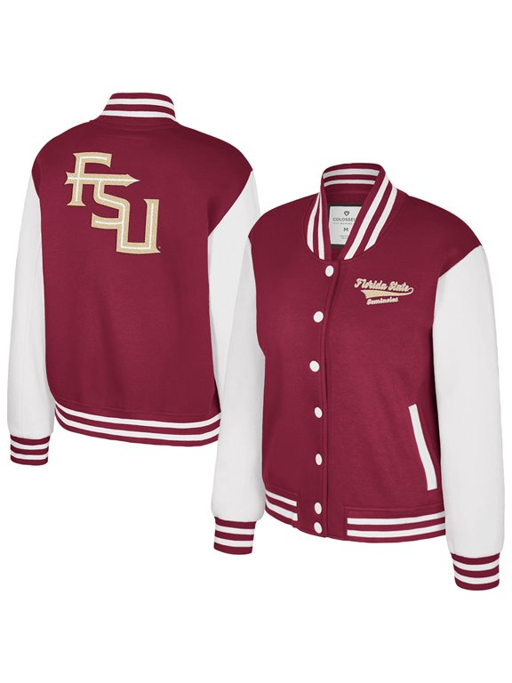 Women's Colosseum Garnet Florida State Seminoles French Baguette Full Snap Fleece Jacket