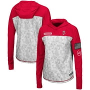 Women's Colosseum Gray/Red Wisconsin Badgers OHT Military Appreciation Mission Arctic Camo Hoodie Long Sleeve T-Shirt