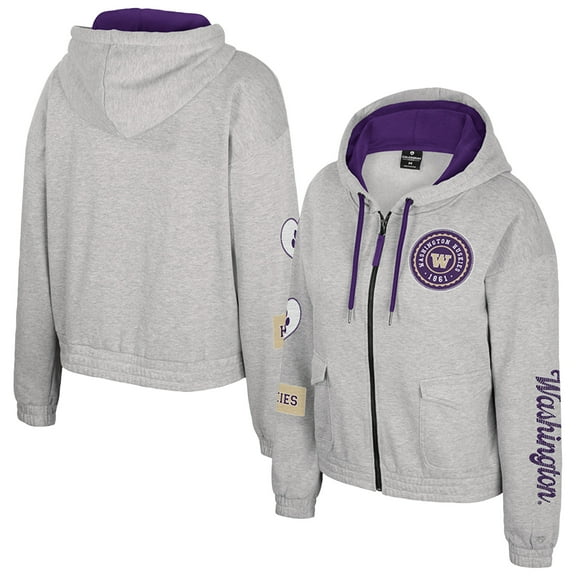 Women's Colosseum Gray Washington Huskies Alfie Full-Zip Hoodie Jacket