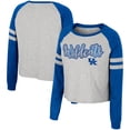 thumbnail image 1 of Women's Colosseum Heather Gray Kentucky Wildcats I'm Gliding Here Raglan Long Sleeve Cropped T-Shirt, 1 of 3