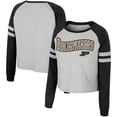 thumbnail image 1 of Women's Colosseum Heather Gray Purdue Boilermakers I'm Gliding Here Raglan Long Sleeve Cropped T-Shirt, 1 of 3