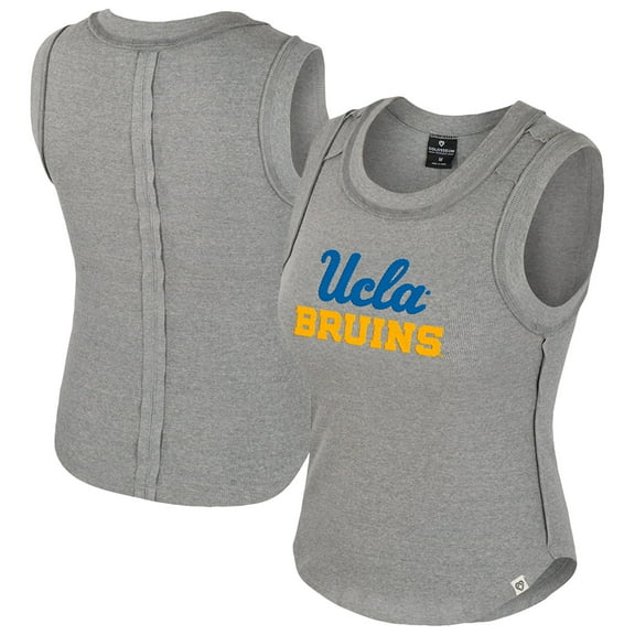 Women's Colosseum Heather Gray UCLA Bruins Beach You Ribbed Tri-Blend Tank Top