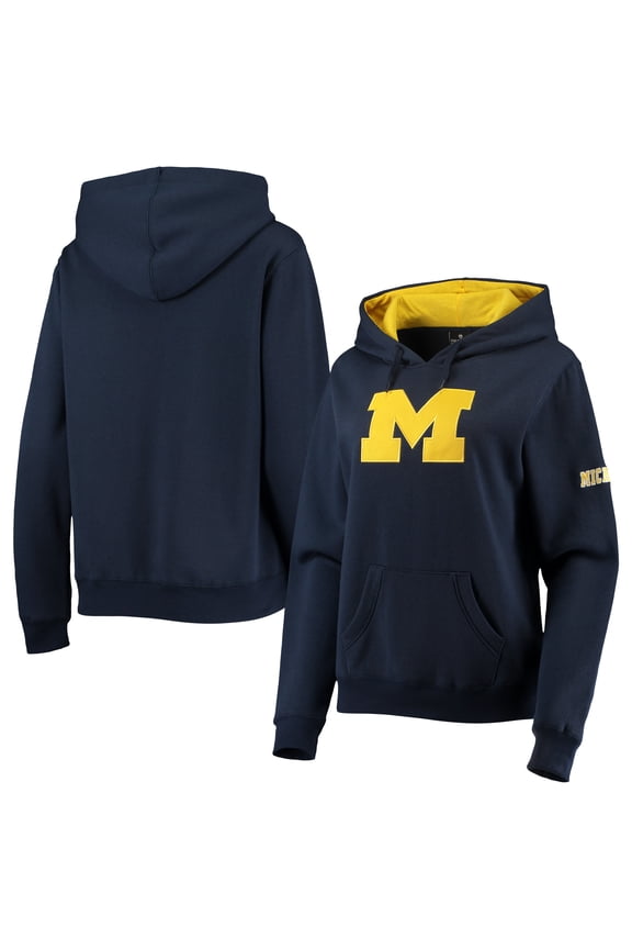Women's Colosseum Navy Michigan Wolverines Big Logo Team Pullover Hoodie