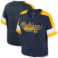 thumbnail image 1 of Women's Colosseum Navy Michigan Wolverines Ruth Color Block Scoop Neck T-Shirt, 1 of 3