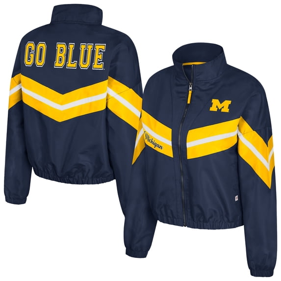 Women's Colosseum Navy Michigan Wolverines Thin Ice Full-Zip Windbreaker