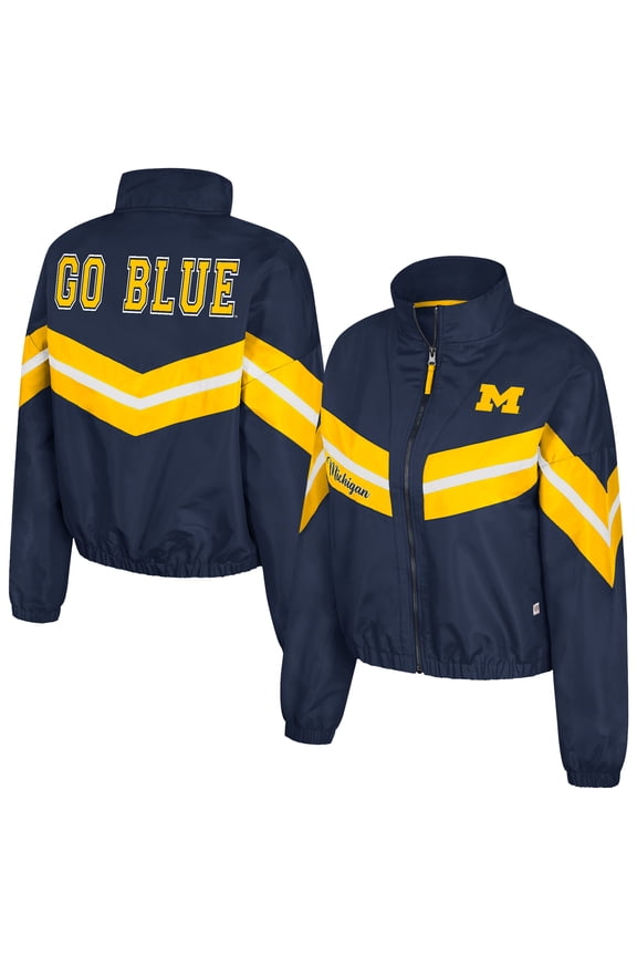 Women's Colosseum Navy Michigan Wolverines Thin Ice Full-Zip Windbreaker