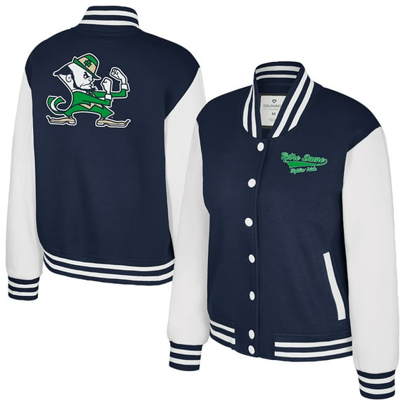 Women's Colosseum Navy Notre Dame Fighting Irish French Baguette Full Snap Fleece Jacket