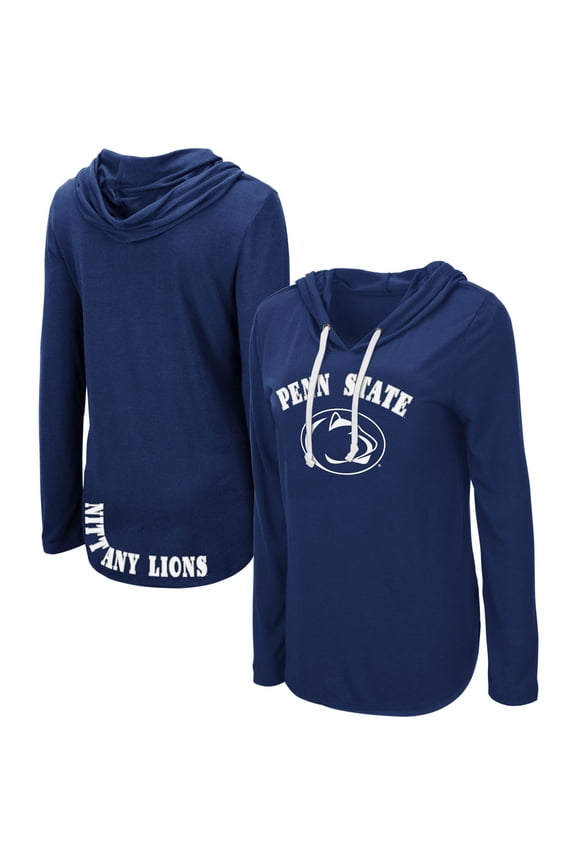Women's Colosseum Navy Penn State Nittany Lions My Lover Lightweight Hooded Long Sleeve T-Shirt