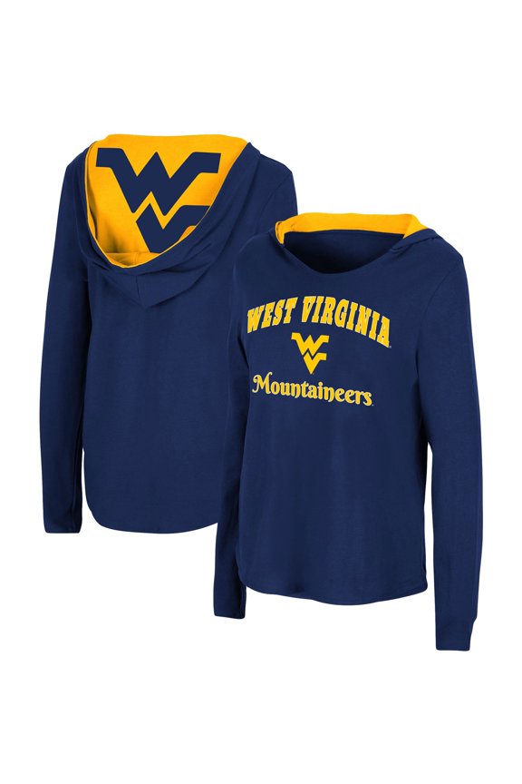 Women's Colosseum Navy West Virginia Mountaineers Catalina Hoodie Long Sleeve T-Shirt