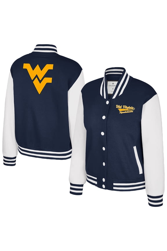 Women's Colosseum Navy West Virginia Mountaineers French Baguette Full Snap Fleece Jacket