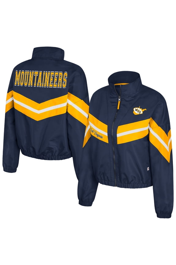 Women's Colosseum Navy West Virginia Mountaineers Thin Ice Full-Zip Windbreaker