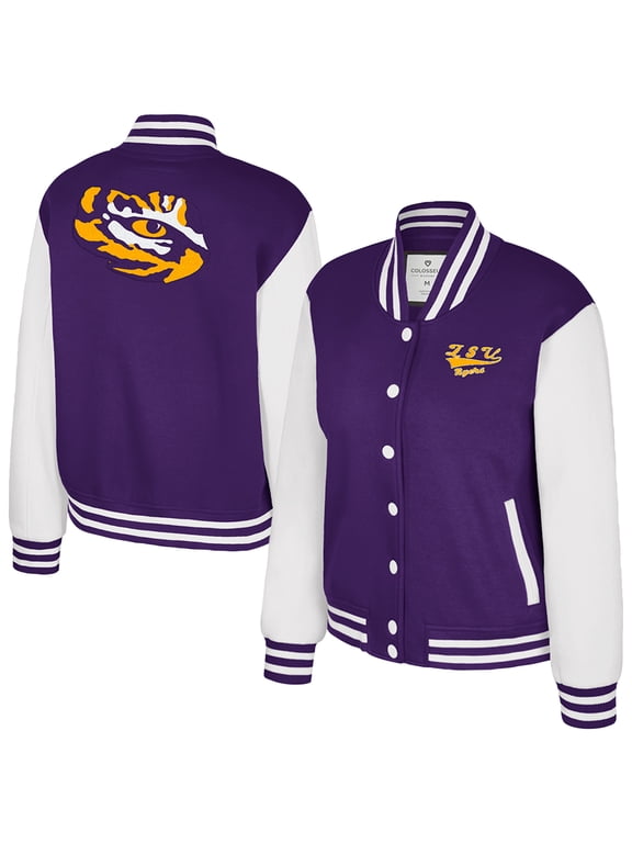 Women's Colosseum Purple LSU Tigers French Baguette Full Snap Fleece Jacket