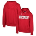 thumbnail image 1 of Women's Colosseum Red Wisconsin Badgers Reflection Rhinestone Drawcord Pullover Hoodie, 1 of 3