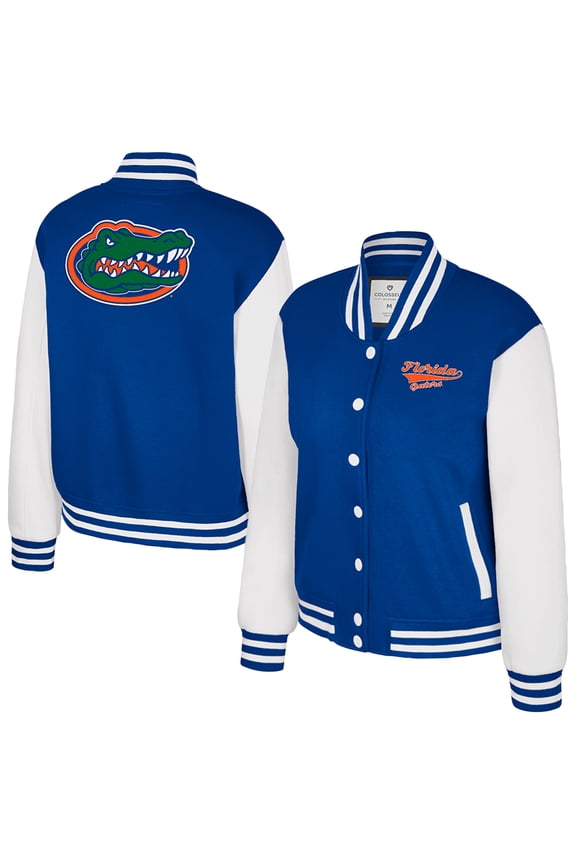 Women's Colosseum Royal Florida Gators French Baguette Full Snap Fleece Jacket