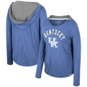 Women's Colosseum  Royal Kentucky Wildcats Distressed Heather Long Sleeve Hoodie T-Shirt
