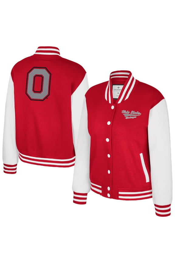 Women's Colosseum Scarlet Ohio State Buckeyes French Baguette Full Snap Fleece Jacket