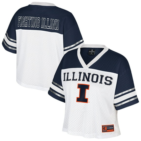 Women's Colosseum  White Illinois Fighting Illini Treasure Cropped Football Jersey