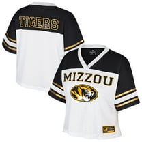 Women's Colosseum  White Missouri Tigers Treasure Cropped Football Jersey