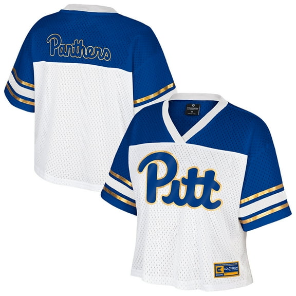 Women's Colosseum  White Pitt Panthers Treasure Cropped Football Jersey