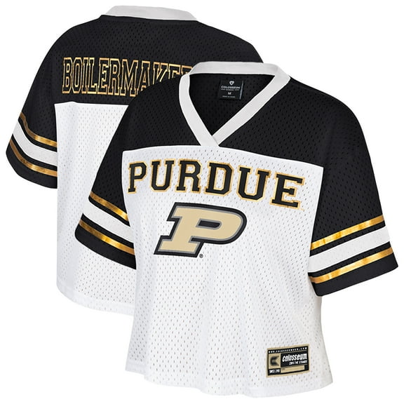 Women's Colosseum White Purdue Boilermakers Treasure Cropped Football Jersey