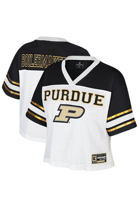 Women's Colosseum White Purdue Boilermakers Treasure Cropped Football Jersey