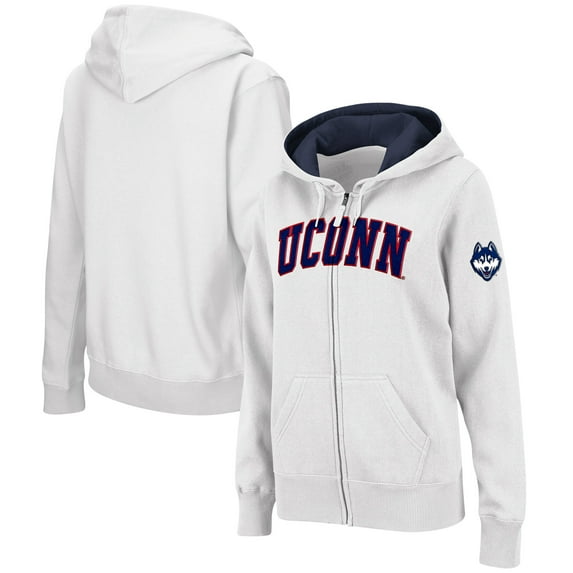 Women's Colosseum White UConn Huskies Arched Name Full-Zip Hoodie