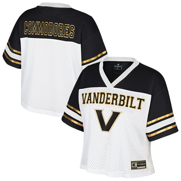 Women's Colosseum  White Vanderbilt Commodores Treasure Cropped Football Jersey