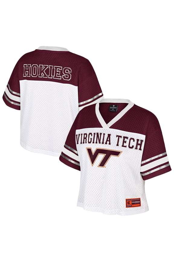 Women's Colosseum White Virginia Tech Hokies Treasure Cropped Football Jersey