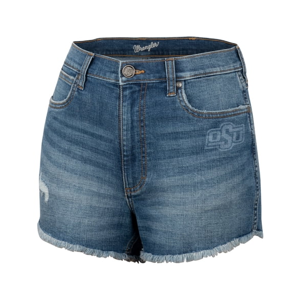 Women's-Colosseum x Wrangler Denim Oklahoma State Cowboys Retro High Rise Cut Off Shorts