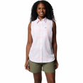 thumbnail image 1 of Women's Columbia Anytime Lite Collared Button Down Tank Top Color: Pink Sand Plaid Size: X LARGE, 1 of 4