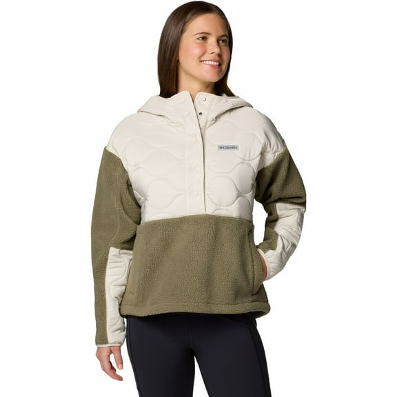 Women's Columbia Cloud Point Hooded Fleece Pullover Jacket Color: Dark Stone Stone Green Size: X LARGE