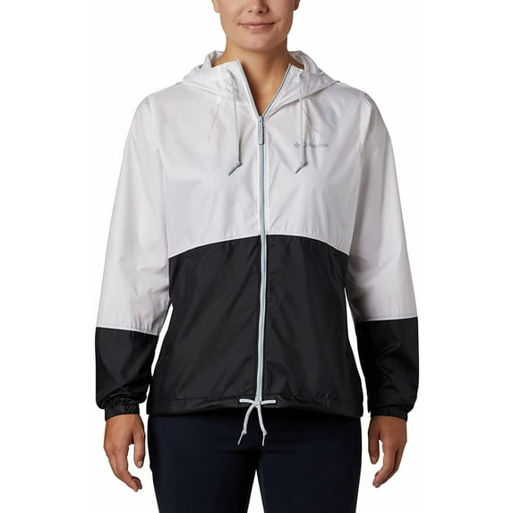 Women's Columbia Flash Forward Hood Colorblock Windbreaker Jacket Color: White Black Size: X LARGE