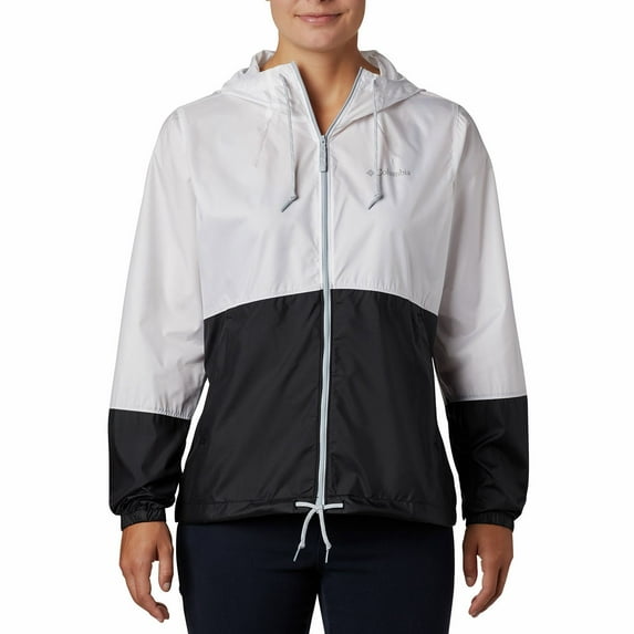 Women's Columbia Flash Forward Hood Colorblock Windbreaker Jacket Color: White Black Size: XX LARGE