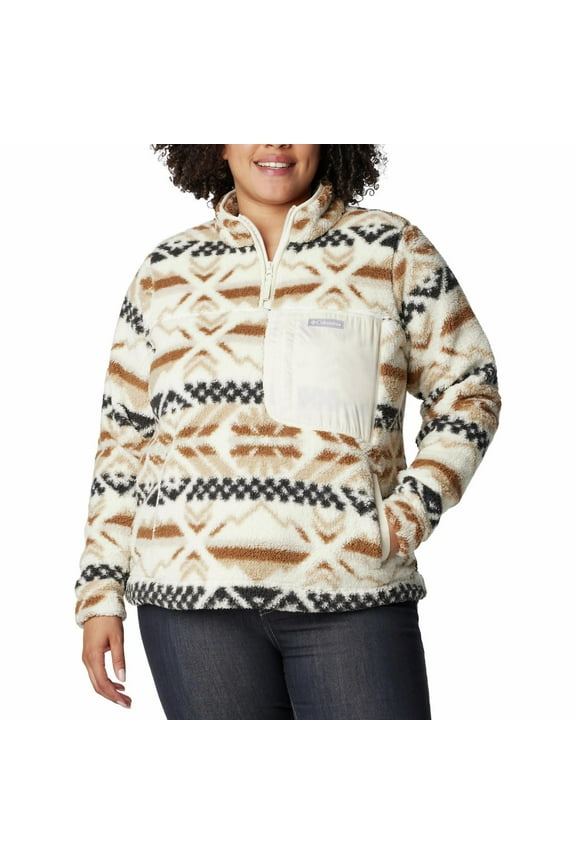 Women's Columbia Plus West Bend 1/4 Zip Pullover Color: Chalk Checkered Peaks Size: 3X