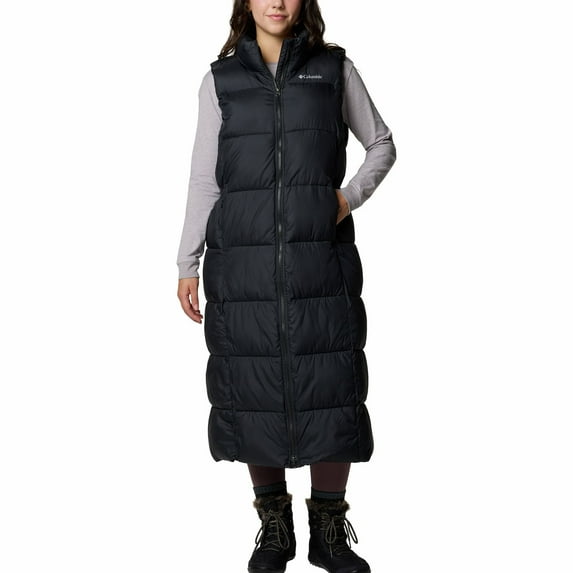 Women's Columbia Puffect Long Vest Color: Black Size: X LARGE