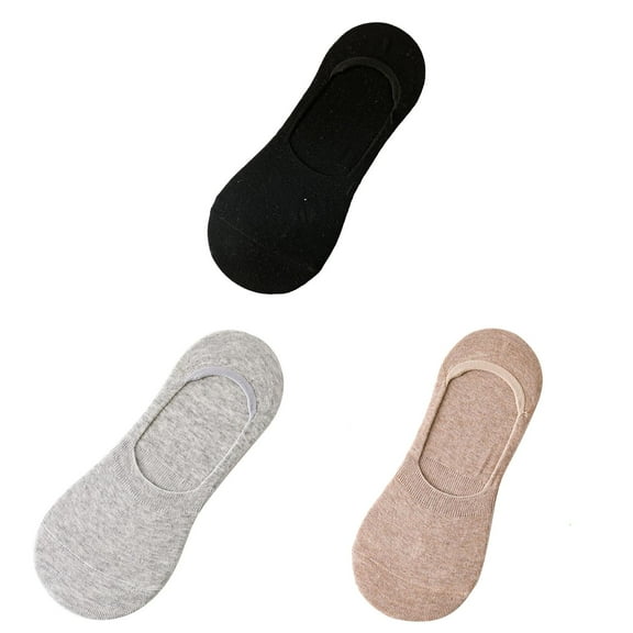 Women's Combed Cotton Summer Socks With U-Shaped Silicone Grip Solid Color Low Cut Anti-Slip Sockliners