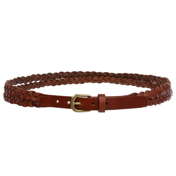 Women's Double Braided Skinny Leather Belt