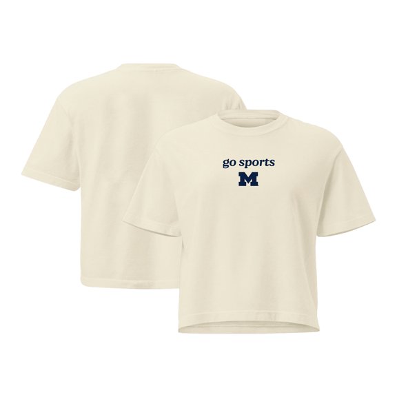 Women's Comfort Colors Cream Michigan Wolverines Go Sports Cropped T-Shirt