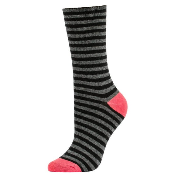 Women's Comfort Cotton Crew Socks, Stripe Black, 1 Pair