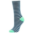 thumbnail image 1 of Women's Comfort Cotton Crew Socks, Stripe Light Blue, 1 Pair, 1 of 1