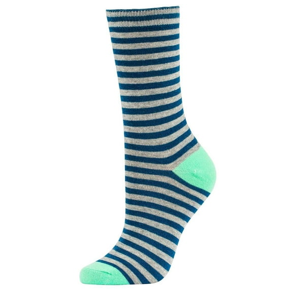 Women's Comfort Cotton Crew Socks, Stripe Light Blue, 1 Pair