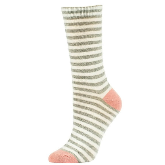 Women's Comfort Cotton Crew Socks, Stripe Light Green, 1 Pair