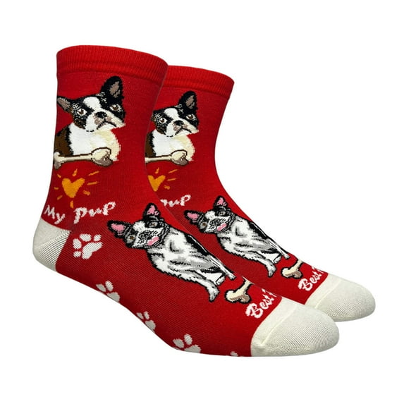 Women's Comfort Cotton Cute Animal Dog Novelty Socks - Boston Terrier, 1 Pair