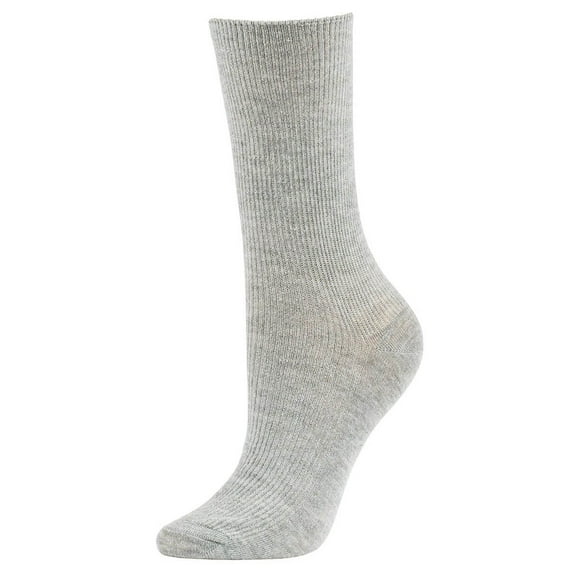 Women's Comfort Crew Socks, Light Gray Rib, 1 Pair